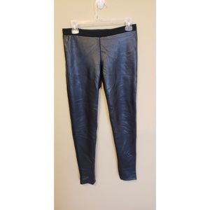 Faux leather front leggings